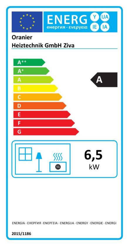 Energielabel ORANIER Kaminofen Ziva schwarz 6,5kW