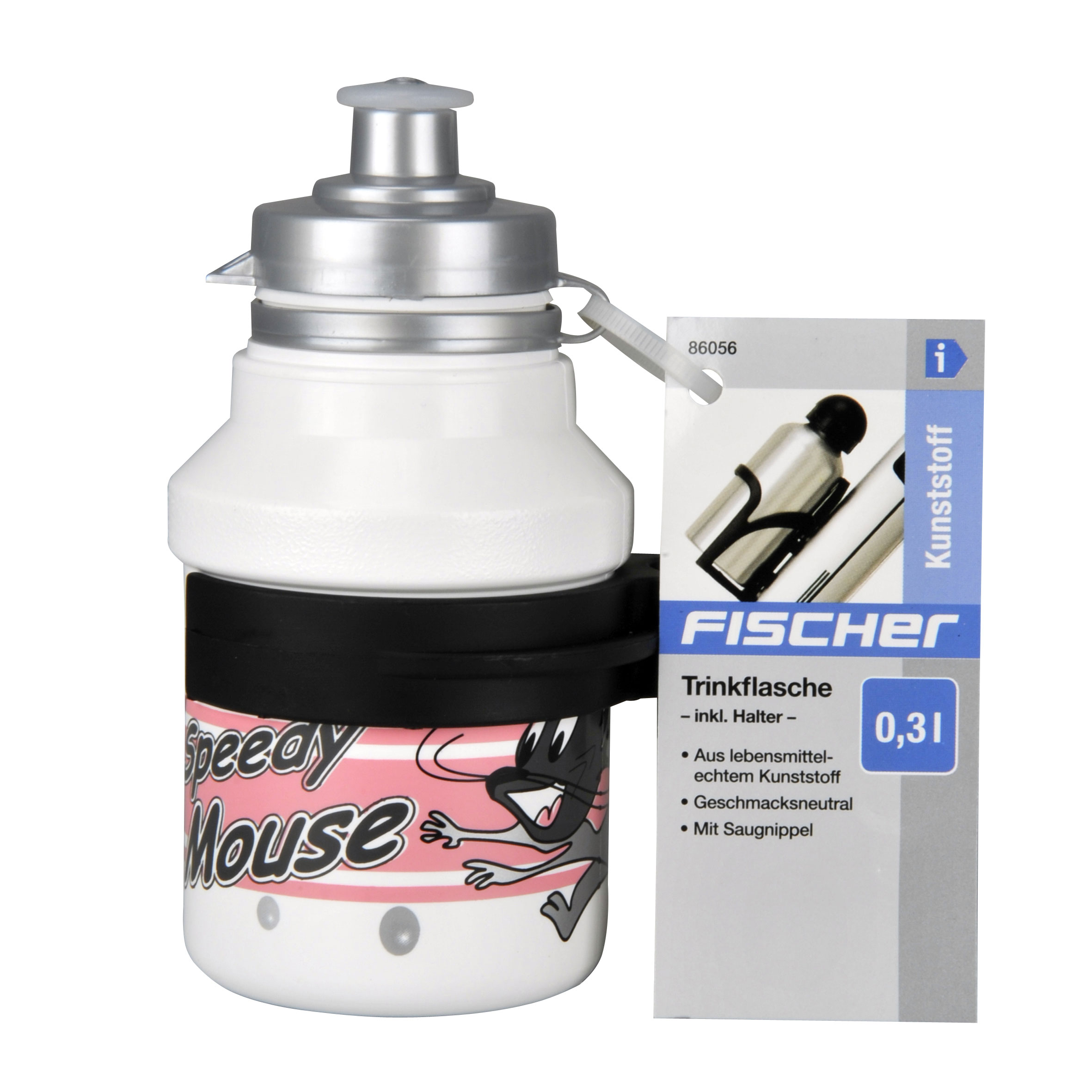 Fischer Fahrrad Trinkflasche Kindermotiv mit Halter 300ml