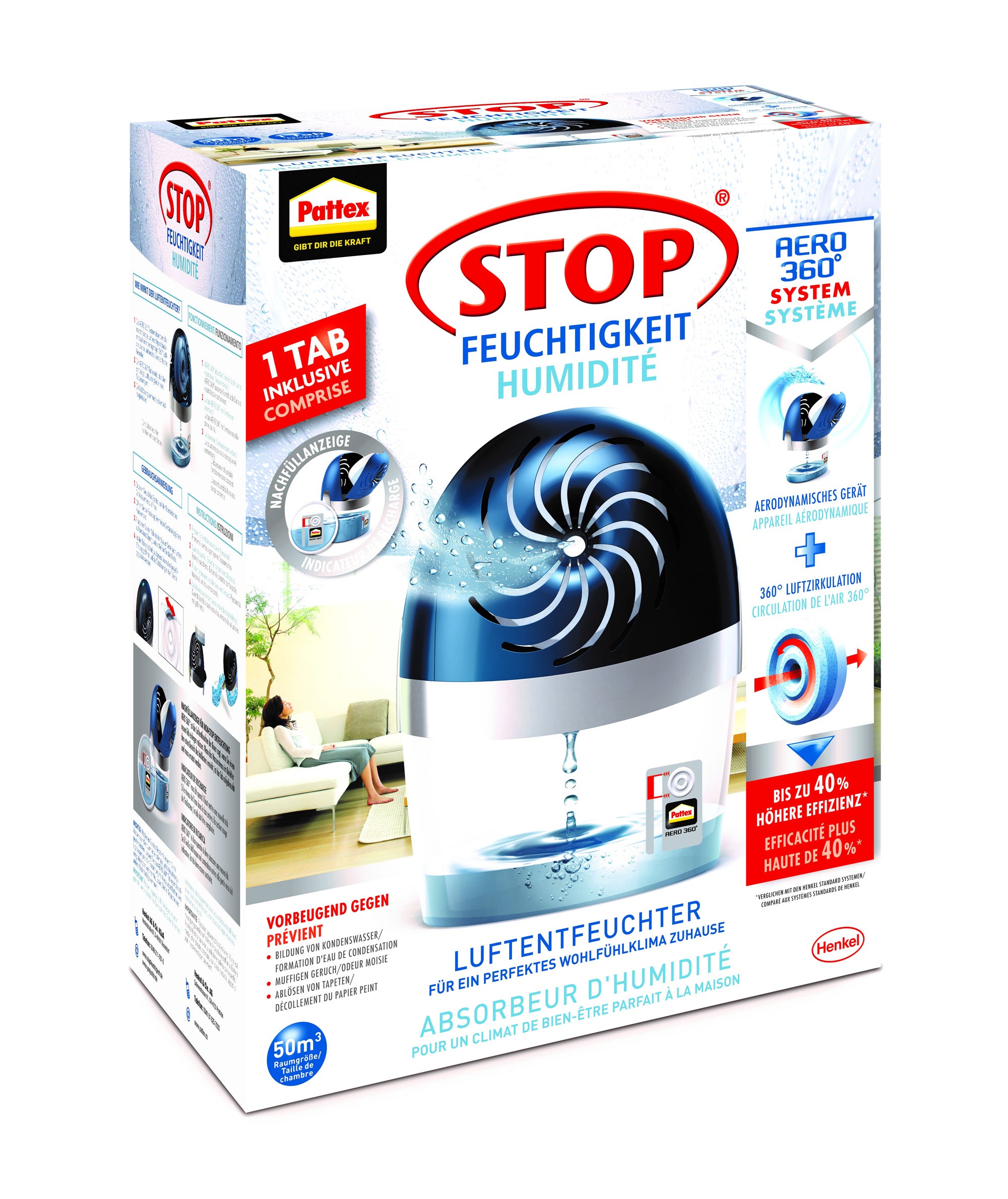 Luftentfeuchter Pattex AERO360 blau 450g