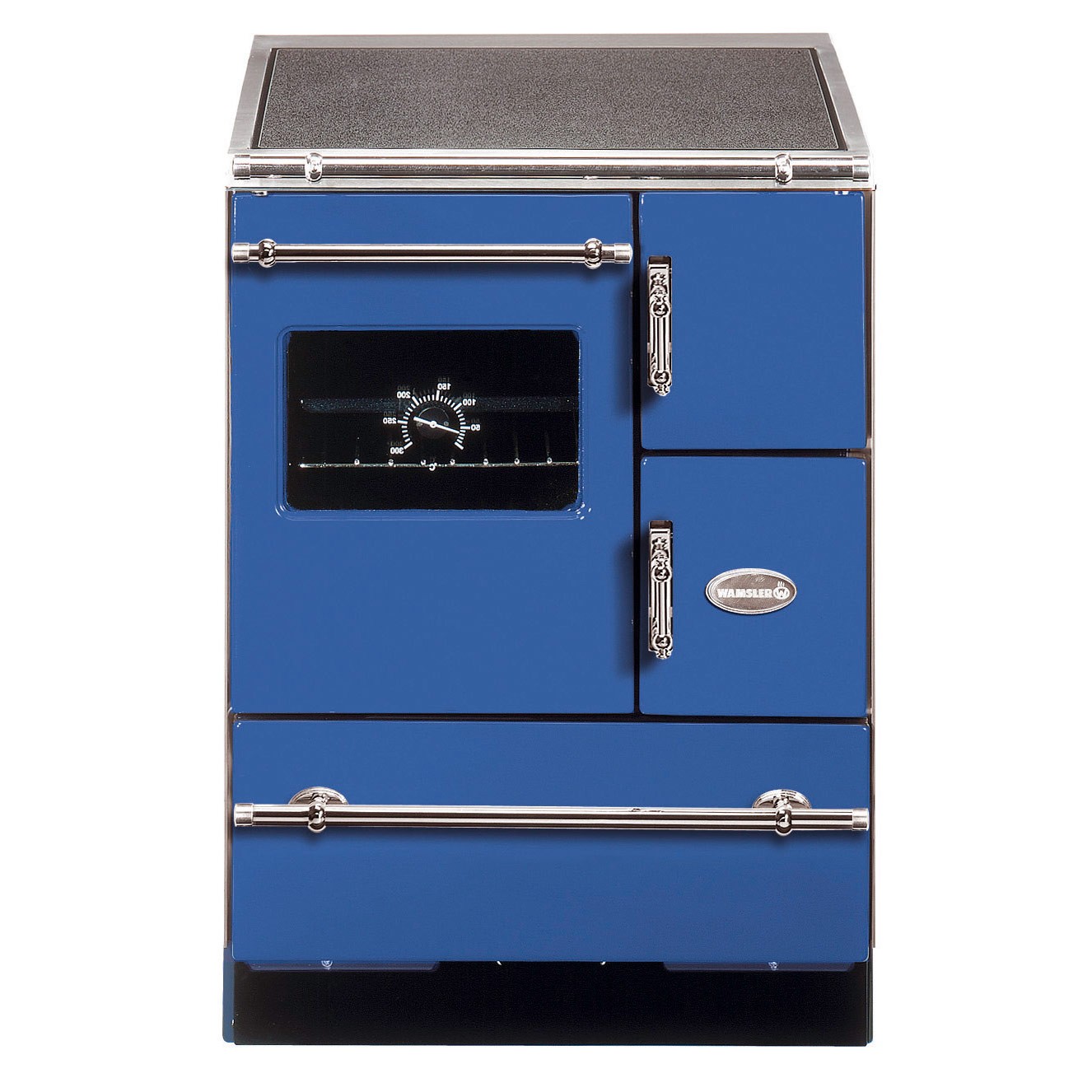 Küchenherd Wamsler K118CL Creative-Line blau Stahlfeld Ans. links