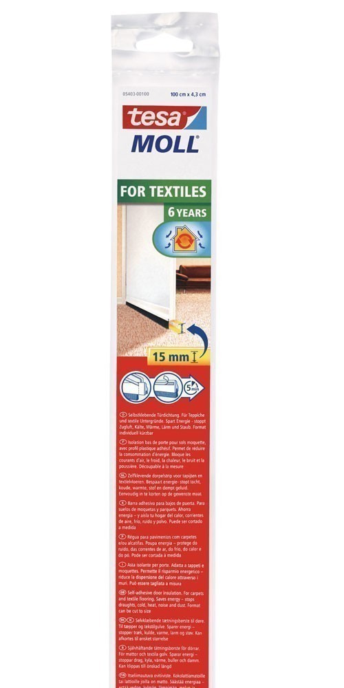 tesamoll® Standard Türdichtschiene f. Textilböden weiß 1mx43mm