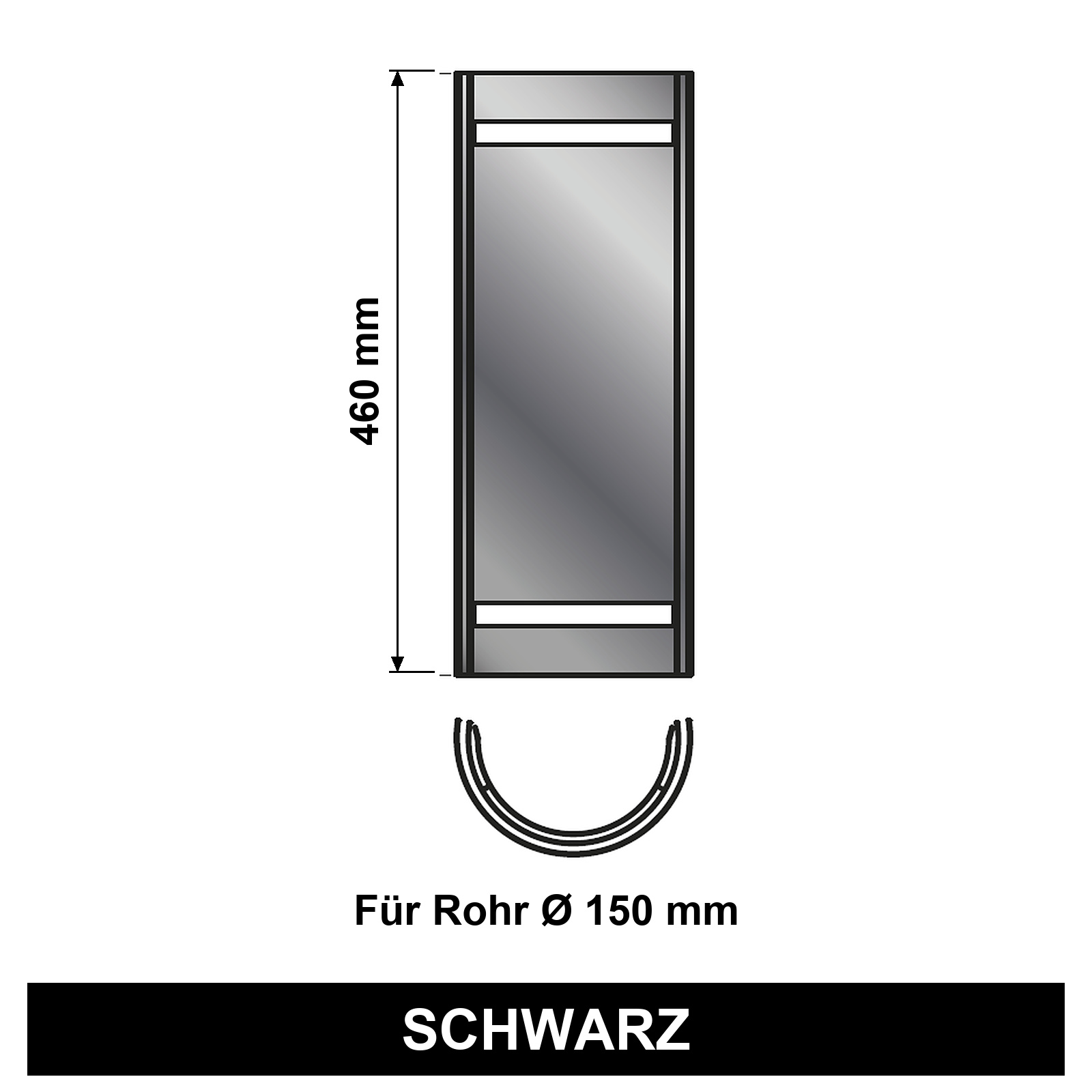 EdiFire Doppel-Hitzeschutz für Ofenrohr Ø 150 mm, schwarz