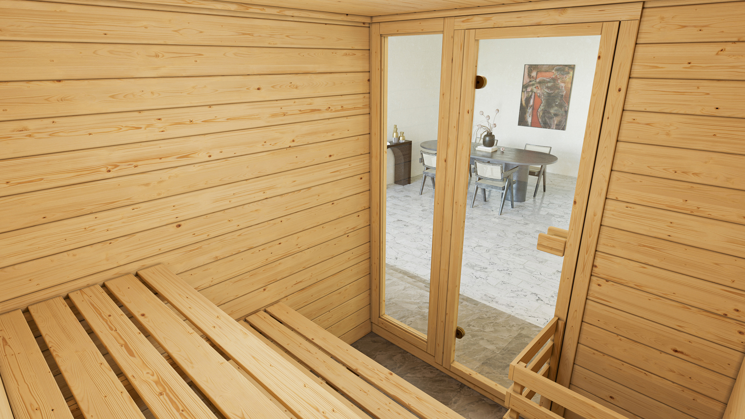 Weka Massivholzsauna VALIDA 3 Glastür mit Fenster