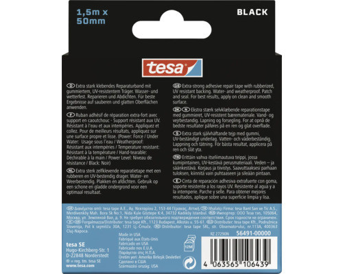 tesa® Ultra Power Under Water Klebeband schwarz 50 mm x 1,5 m