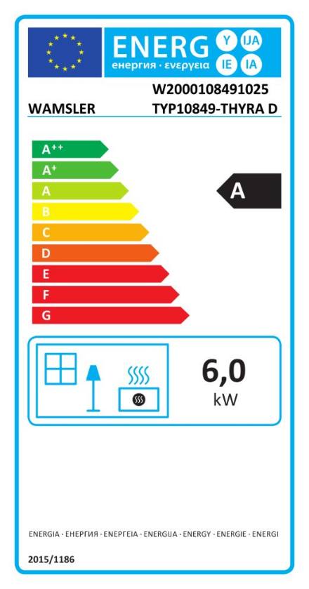 Energielabel Wamsler Kaminofen Thyra gussgrau/Naturstein 6 kW