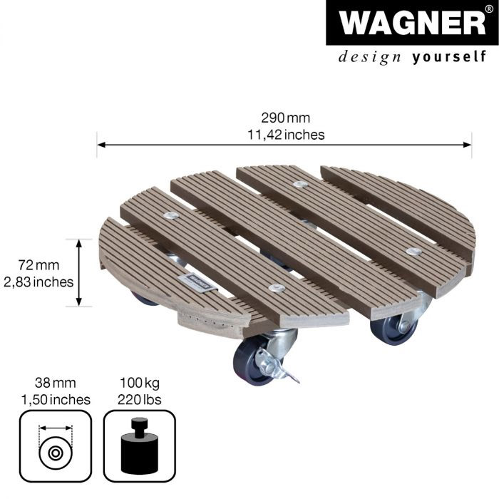 Multiroller Pflanzenroller WPC rund 290 mm für 100 kg