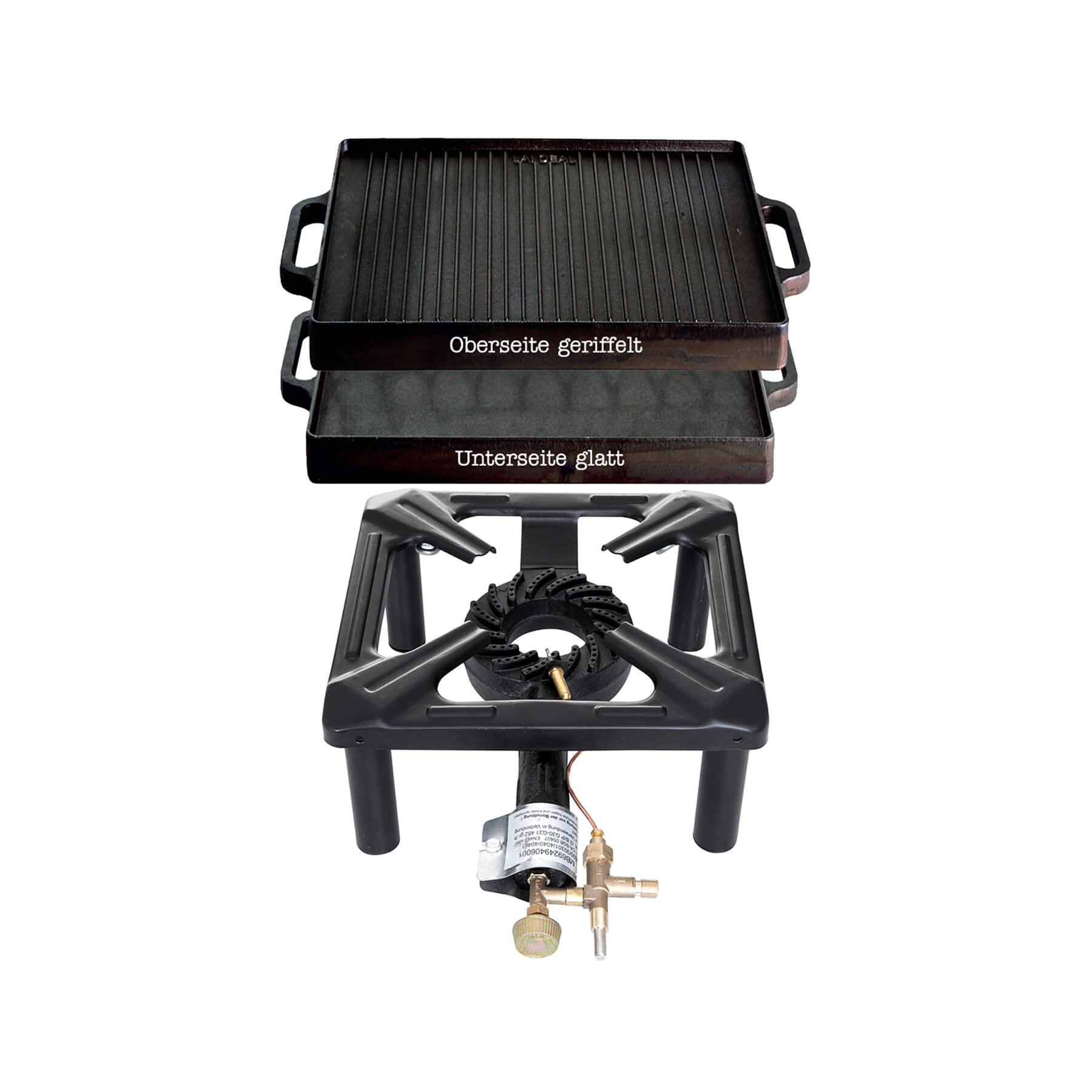 Paella World® HockerkocherSet klein mit Grillplatte mit Zündsicherung