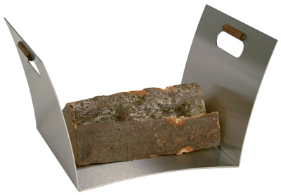 Holzkorb / Holzlege Lienbacher Edelstahl Nussholz 53x30x35cm