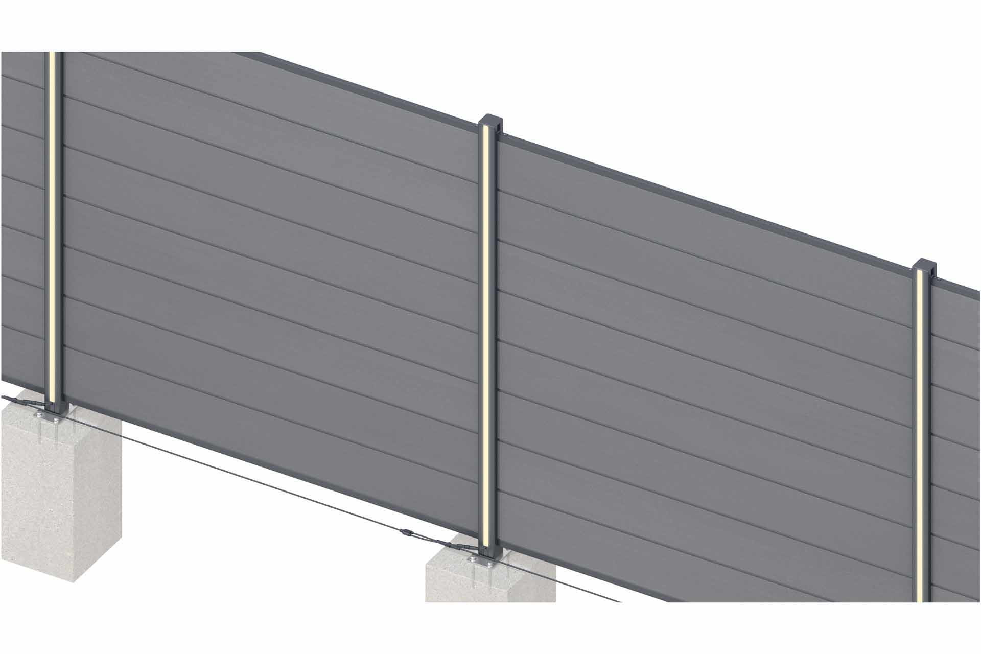 EASY-FENCE LED-Lichtleiste vertikal für Alu-Pfosten, 200 cm Kabel