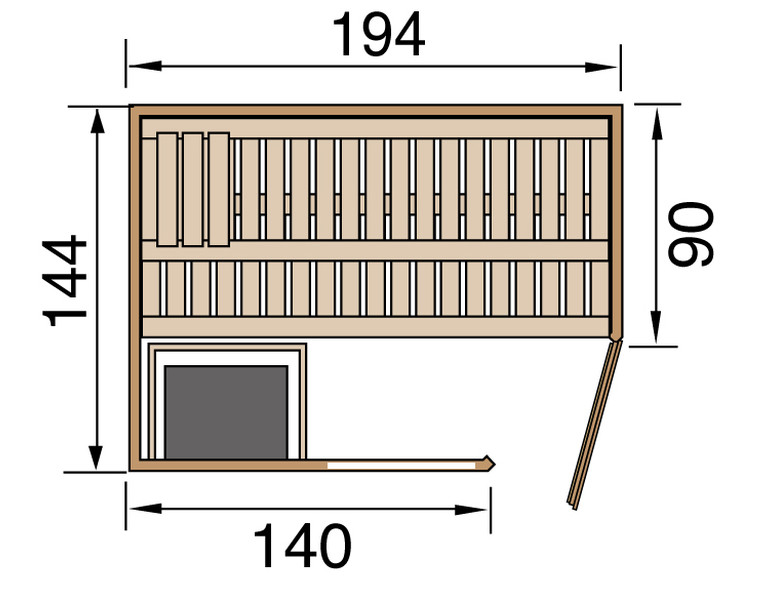 Weka Sauna Varberg 7,5 kW OS Gr.1 Glastür mit Fenster graphit Optik