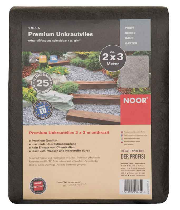 Unkrautvlies / Trennvlies Premium Noor dunkelgrau 2x3m