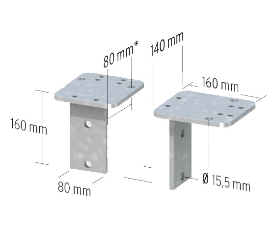 Montageadapter L-Form für Aufschraubanker