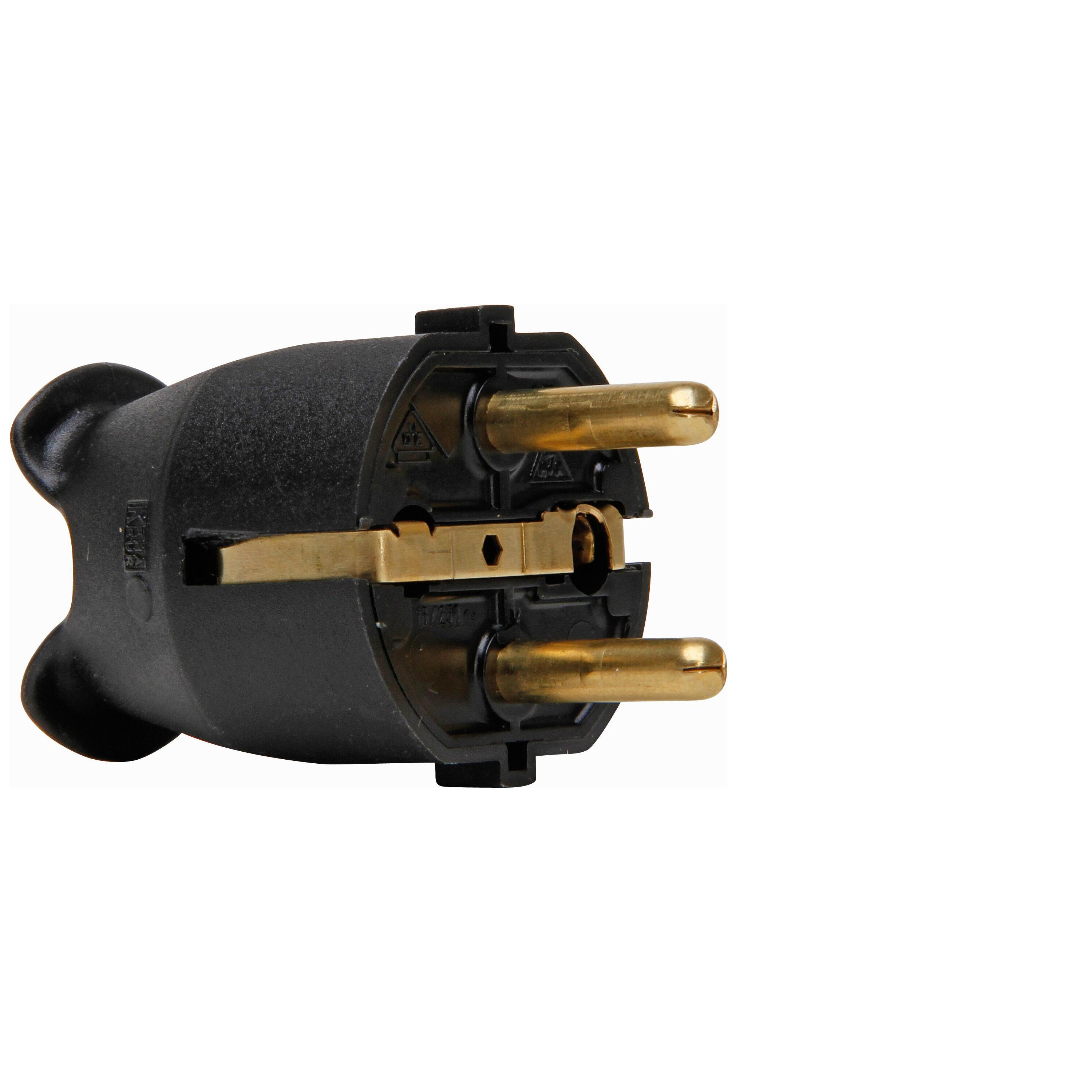 Kunststoff-Schutzkontakt-Stecker schwarz