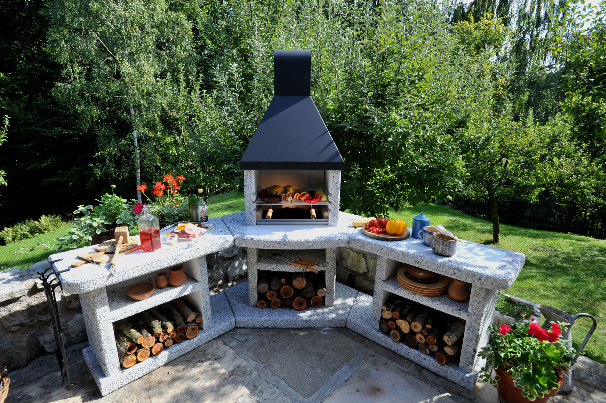 Wellfire Grillkamin / Außenküche Toskana Quatro Eckversion je 188cm