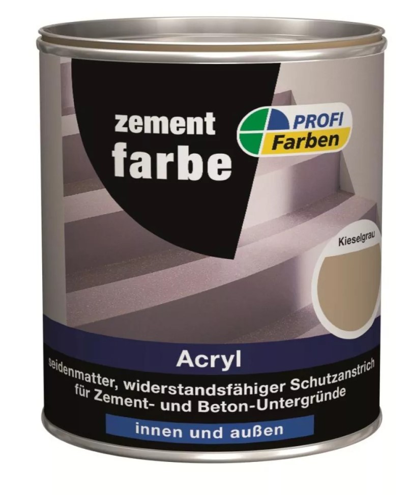 PROFI Acryl Zement Farbe für innen und außen 750 ml Kieselgrau