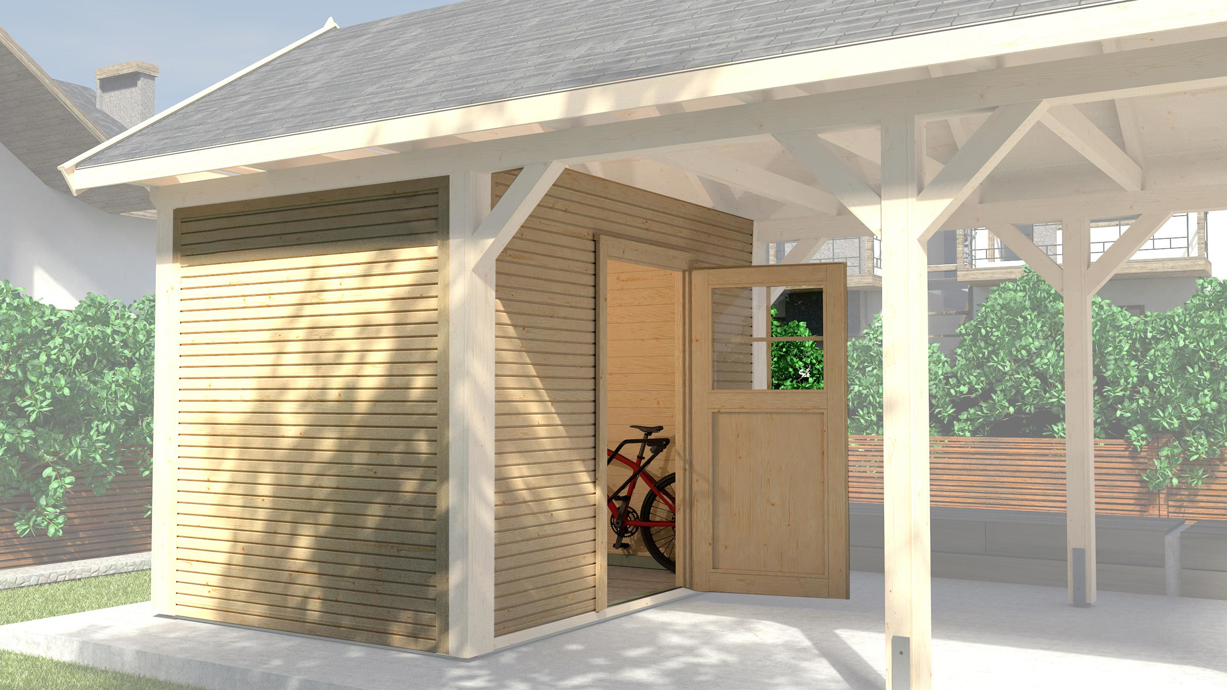 Geräteraum wekaLine für LH-Carport Gr.2, natur, 28