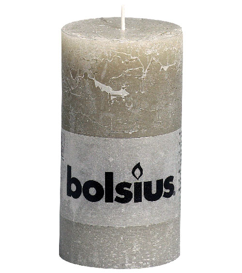 Bolsius Stumpenkerze Rustik Ø 68mm Höhe 130mm kieselgrau - 1 Stück