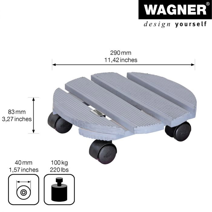 Multiroller Pflanzenroller Creo rund grau 290mm für 100kg