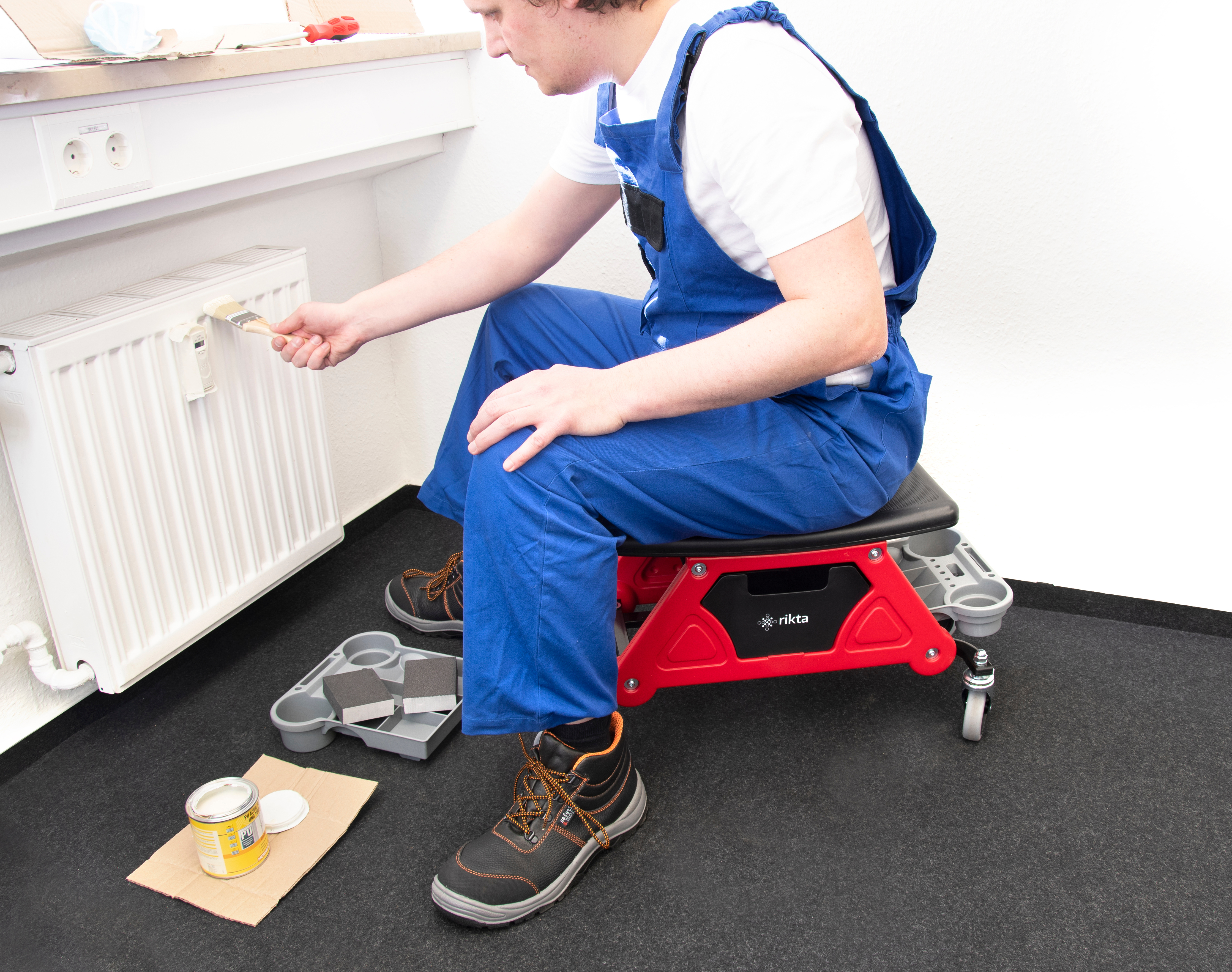 rikta® Profi Rollhocker Rollsitz Montagehocker 68x37x37cm
