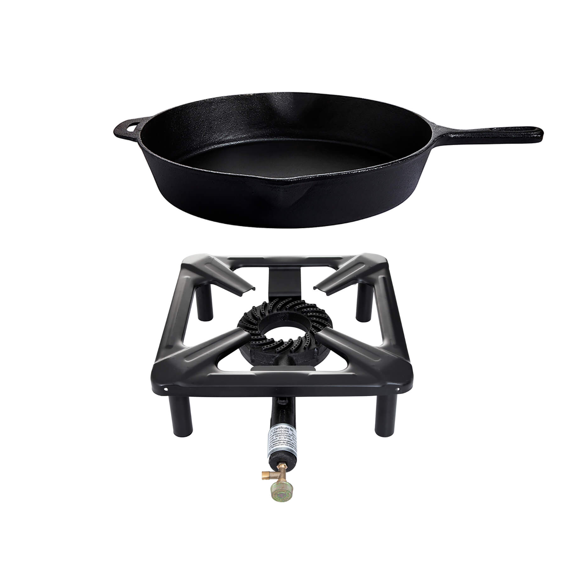 Paella World® Hockerkocher Set mit Gusseisenpfanne Ø35cm