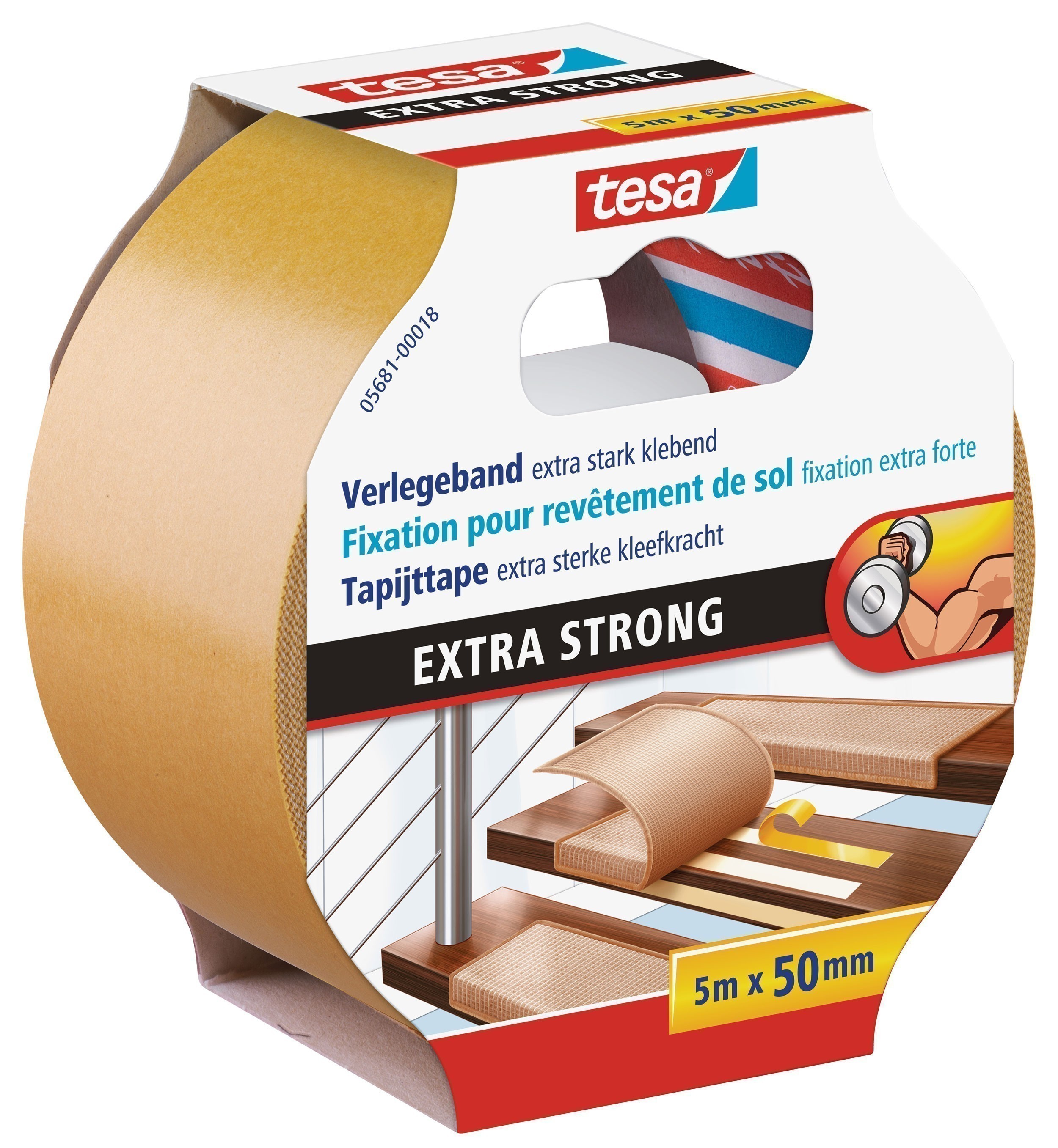 tesa Verlegeband EXTRA STRONG doppelseitiges Klebeband 5m:50mm