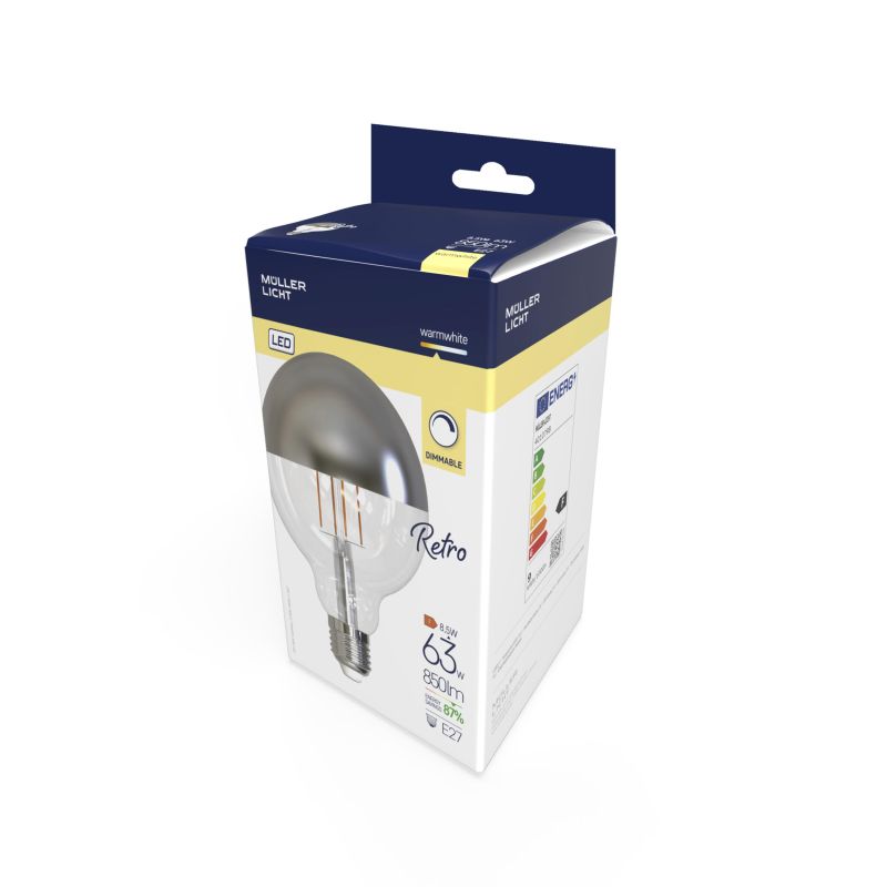 Müller-Licht Retro LED Globe verspiegelt E27 8,5W 850lm warmweiß 2700K