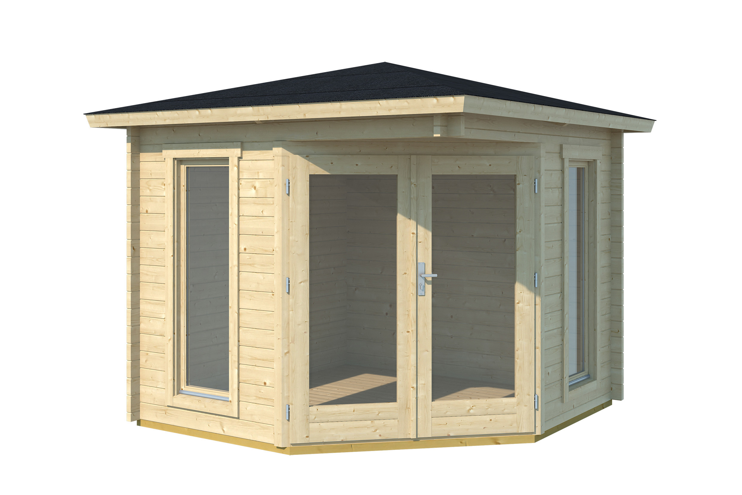 5-Eck Gartenhaus 408, natur, 40 mm, DT, 2 lange FE