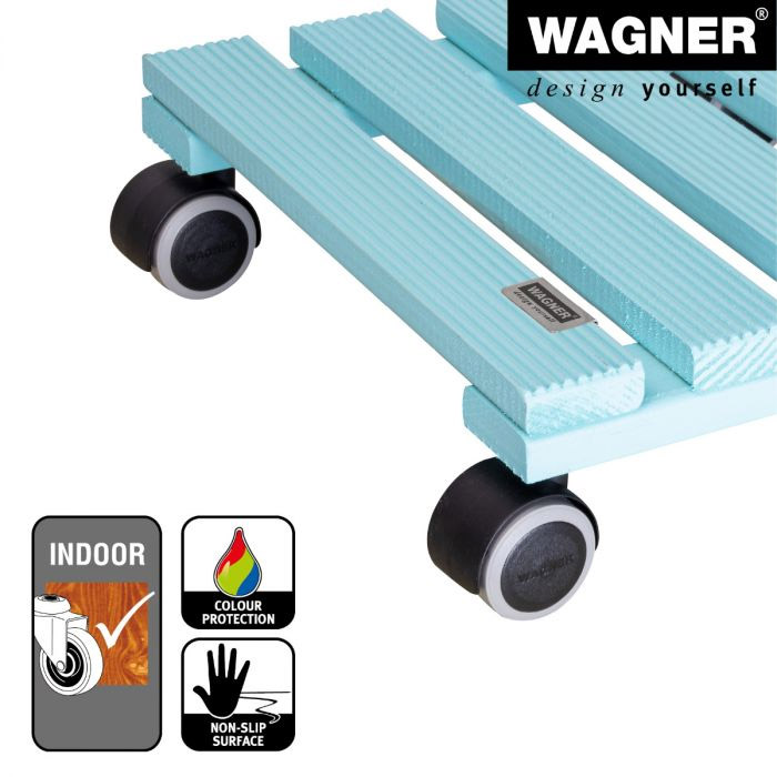 Multiroller Pflanzenroller Holz hellblau 280x280 mm für 100 kg