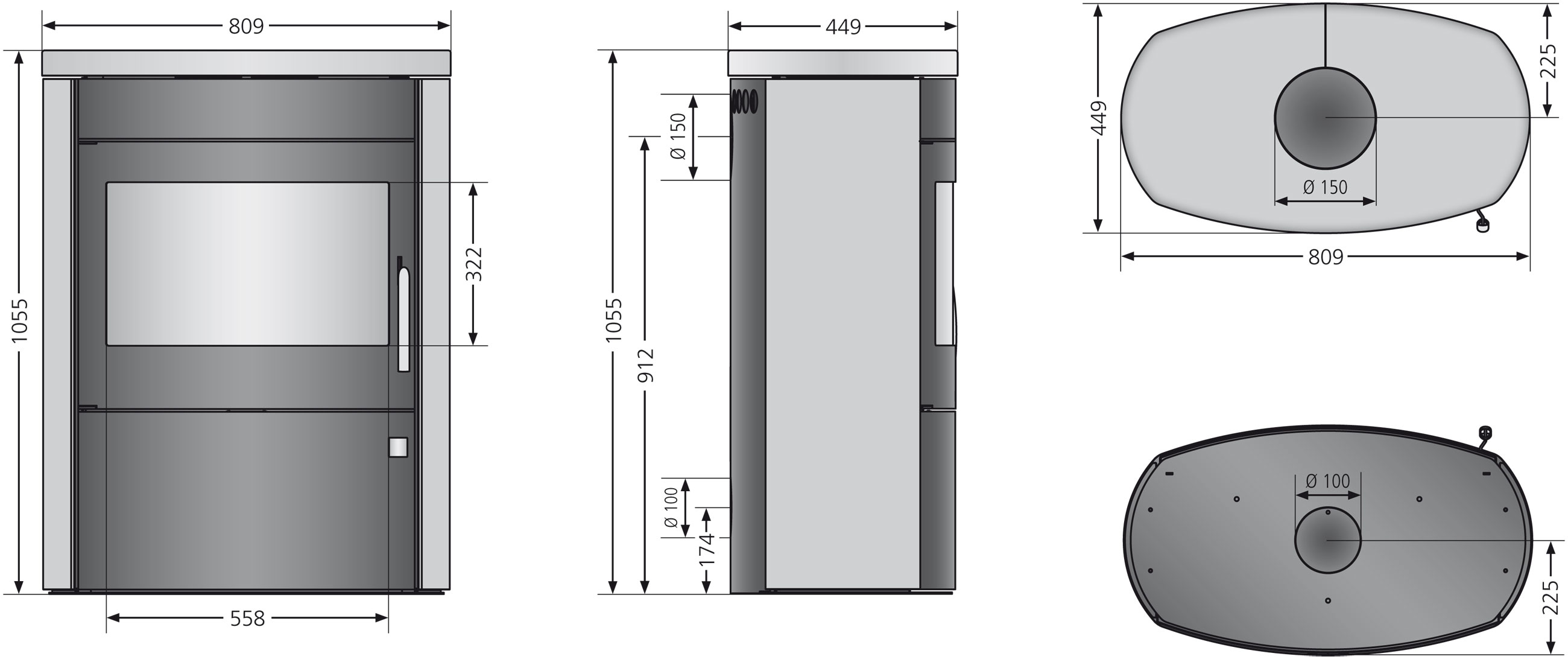 Kaminofen Justus Agero 2.0 raumluftunabhängig Stahl schwarz 7kW