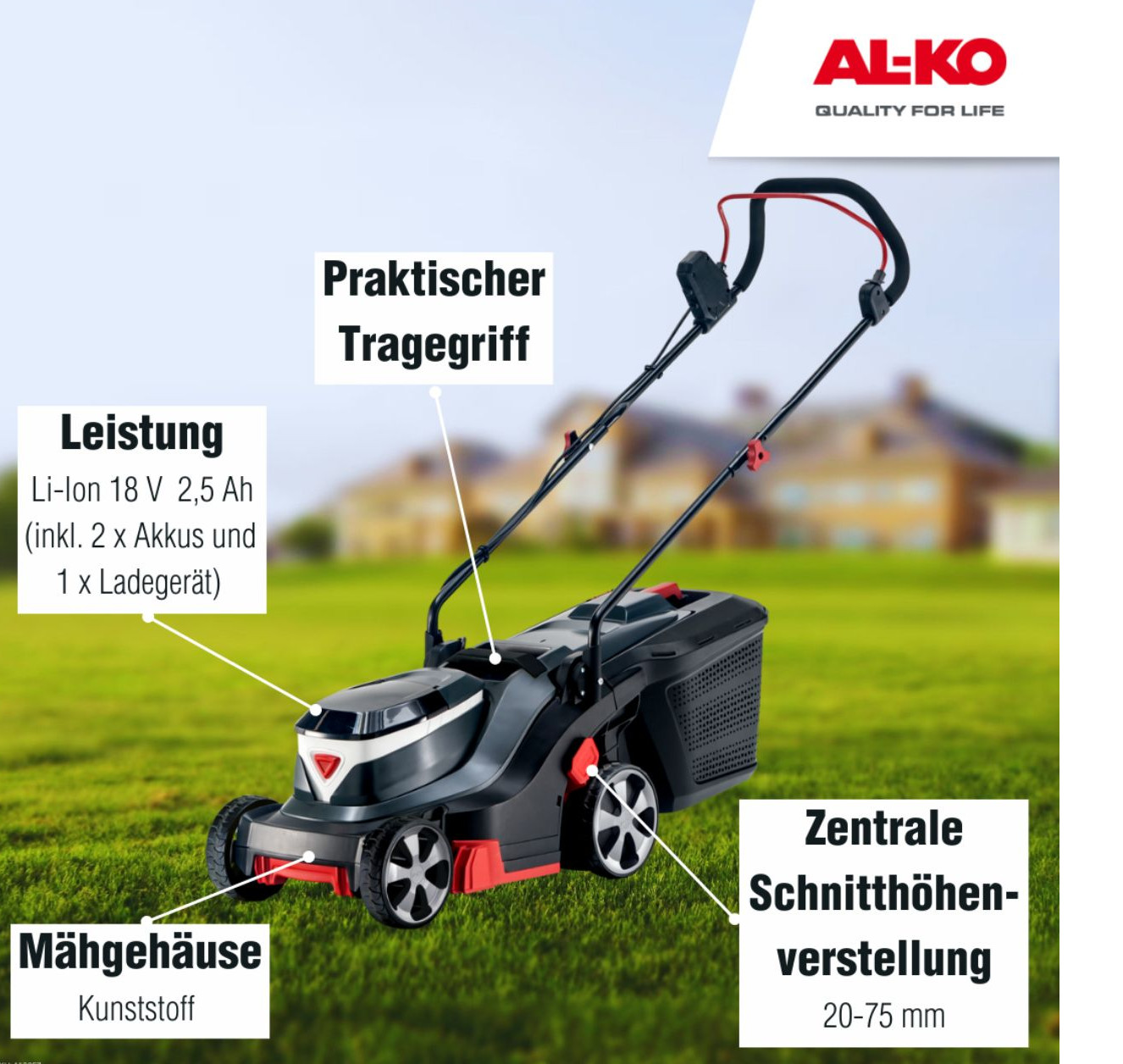 AL-KO 18V Bosch Akku Rasenmäher 3.22 Li Esay inkl.2 Akkus + Ladegerät
