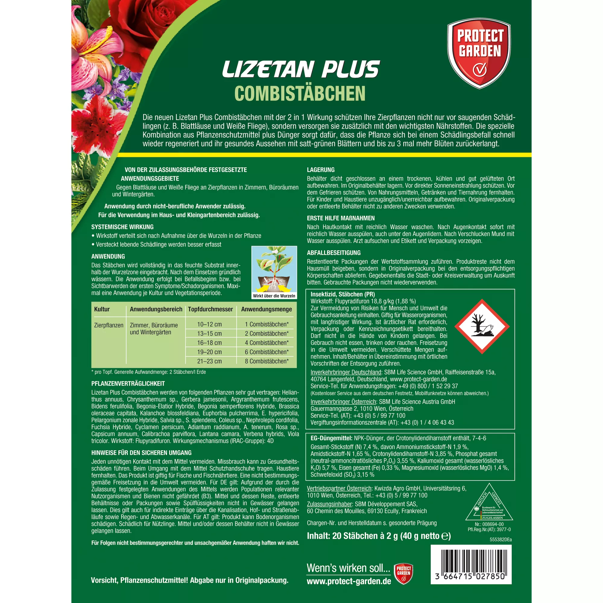 Düngestäbchen Lizetan Plus Combistäbchen 20 Stück
