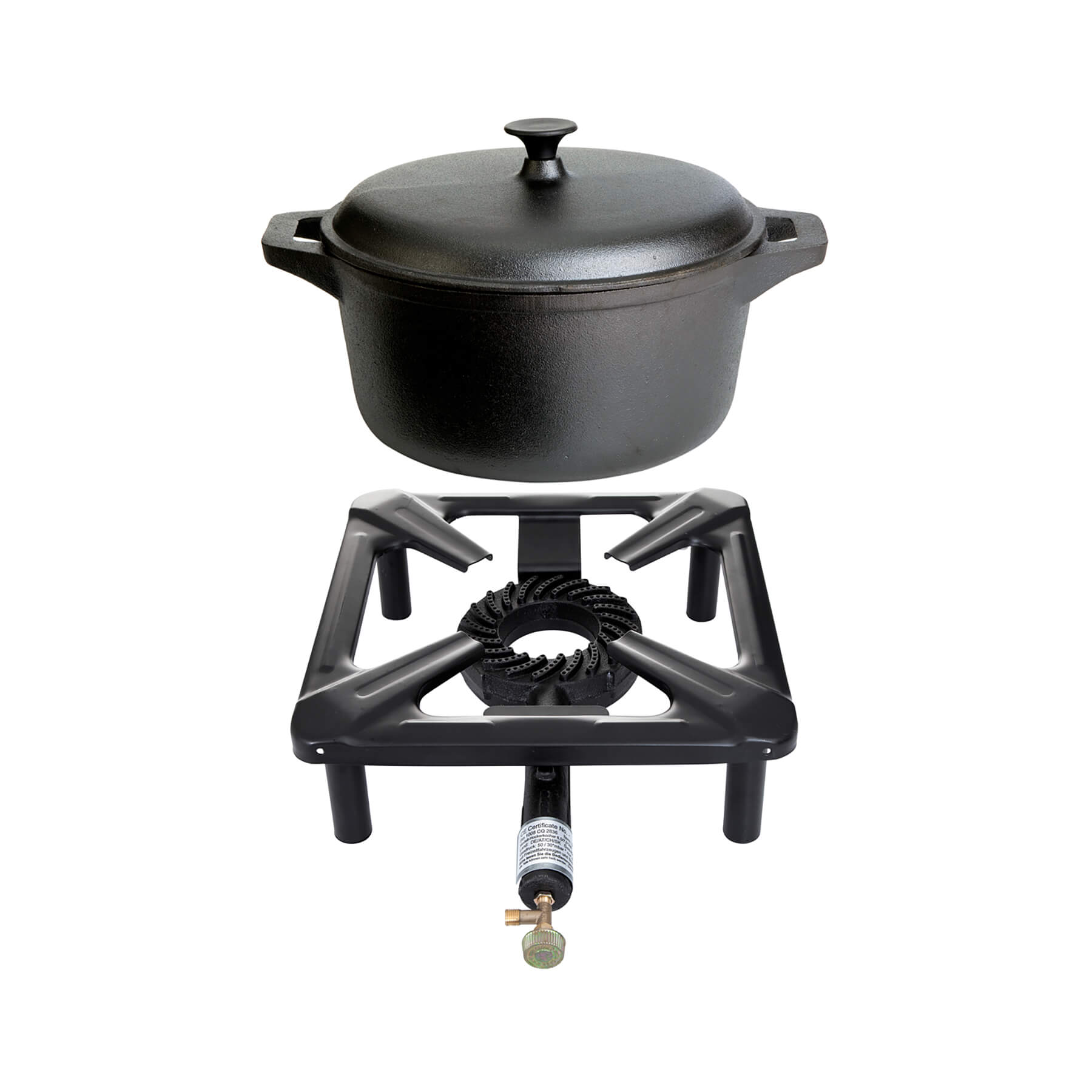 Paella World® Hockerkocher Set mit Gusseisentopf Ø20cm 2,7L