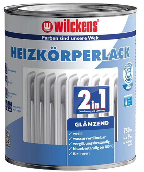 Wilckens® Heizkörperlack 2in1 weiß glänzend 750ml