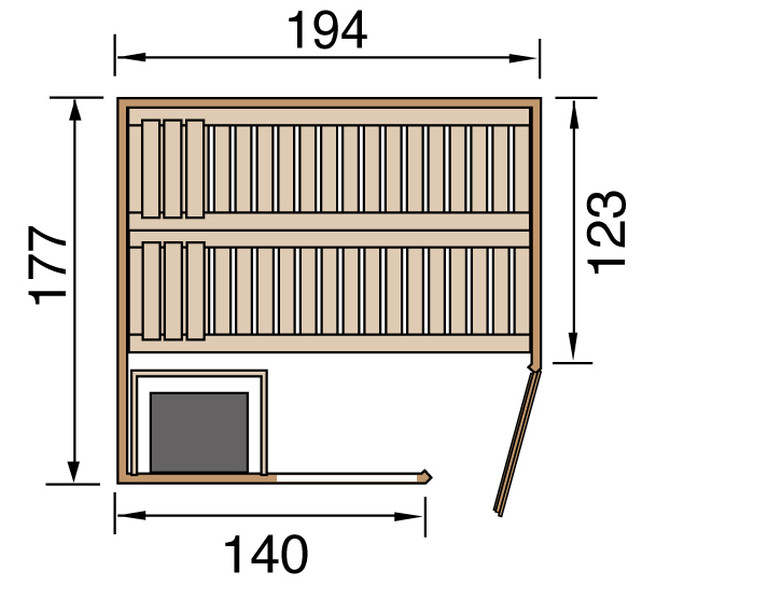 Weka Sauna Varberg Eck 7,5 kW BioS Gr.2 Glastür graphit Optik