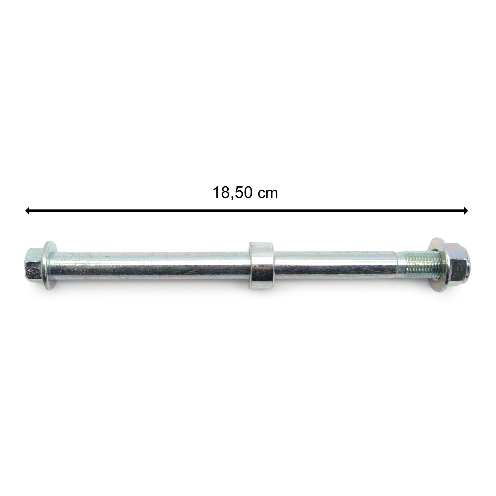 Rolektro Vorderradachse 18,5cm, mit Hülse und Mutter für Hero45/V2/V3