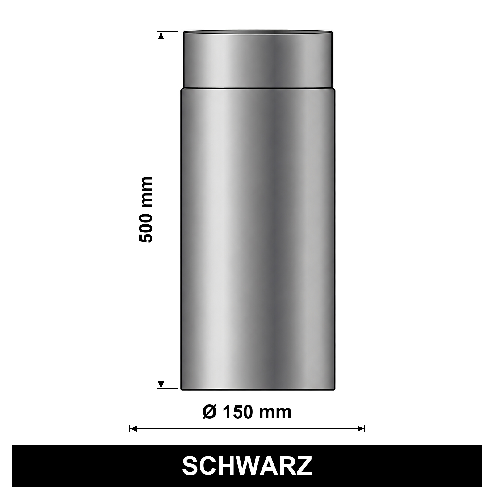 ediFire Ofenrohr Ø 150 mm, 500 mm, schwarz