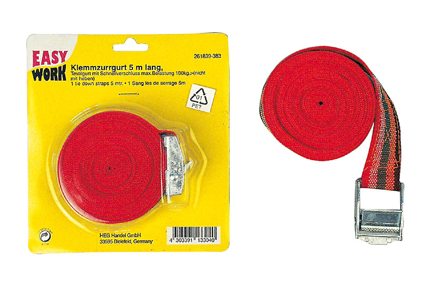 Klemmzurgurt 25mm x 5 m rot