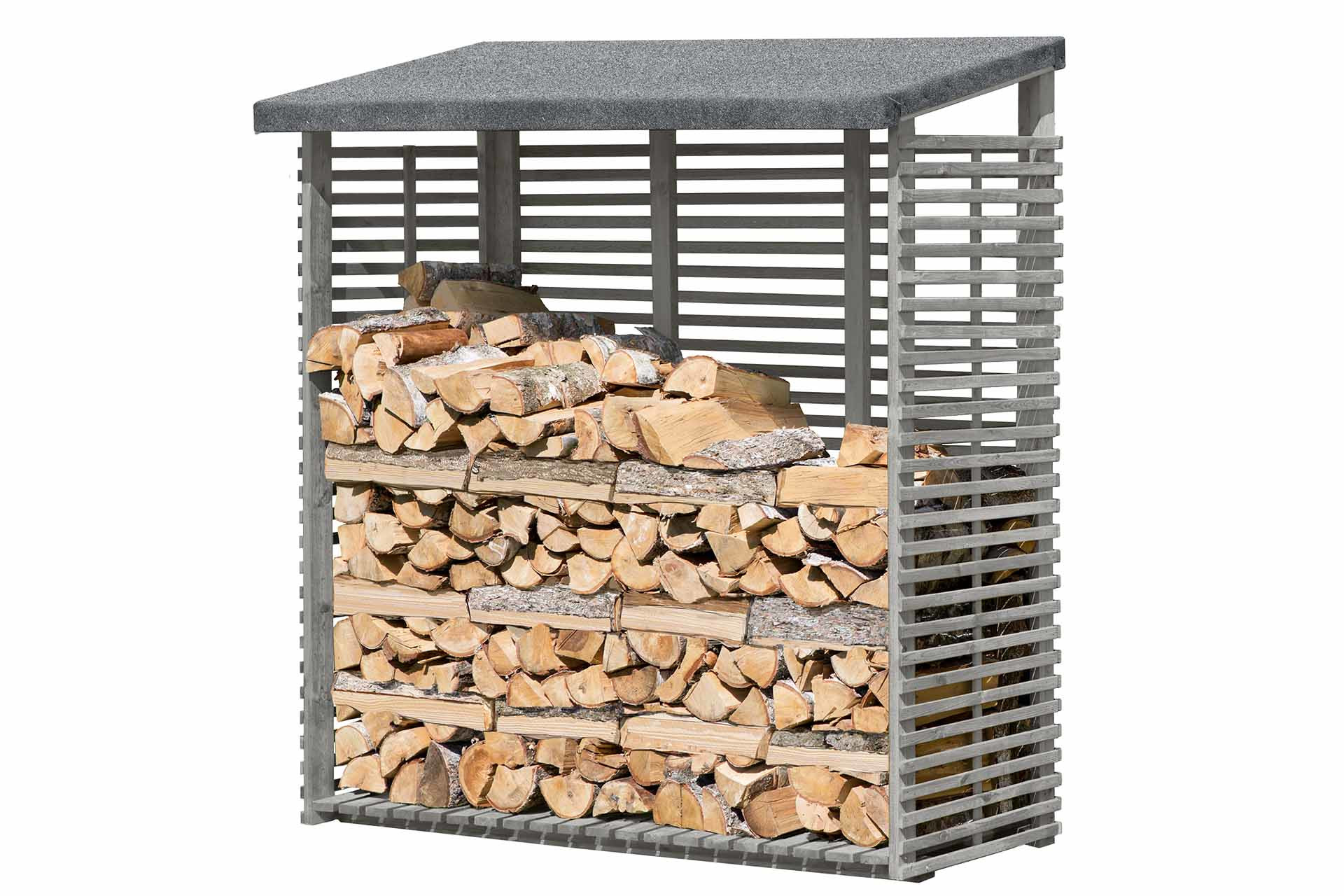 ediGarden Holz Kaminholzregal Flammo S mit Rückwand grau