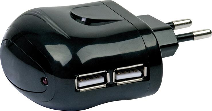USB Ladegrät 230V 2x USB schwarz