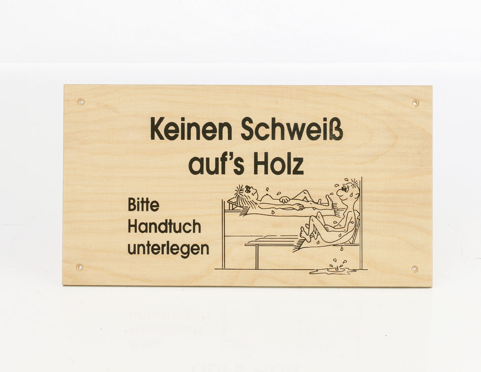 Eliga Schild 4-eckig natur Keinen Schweiß auf's Holz