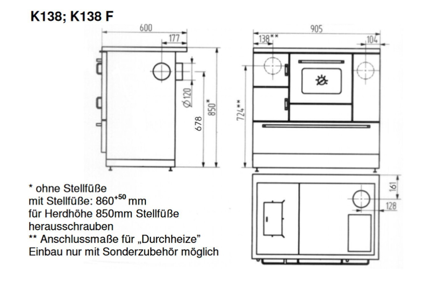 Küchenherd / Kohleherd Wamsler K138F kaschmir Ceran Ans rechts oben