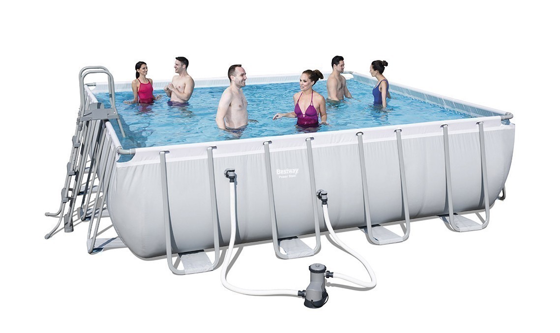 Pool / Frame Pool Bestway Power Steel Komplettset grau 488x488x122cm