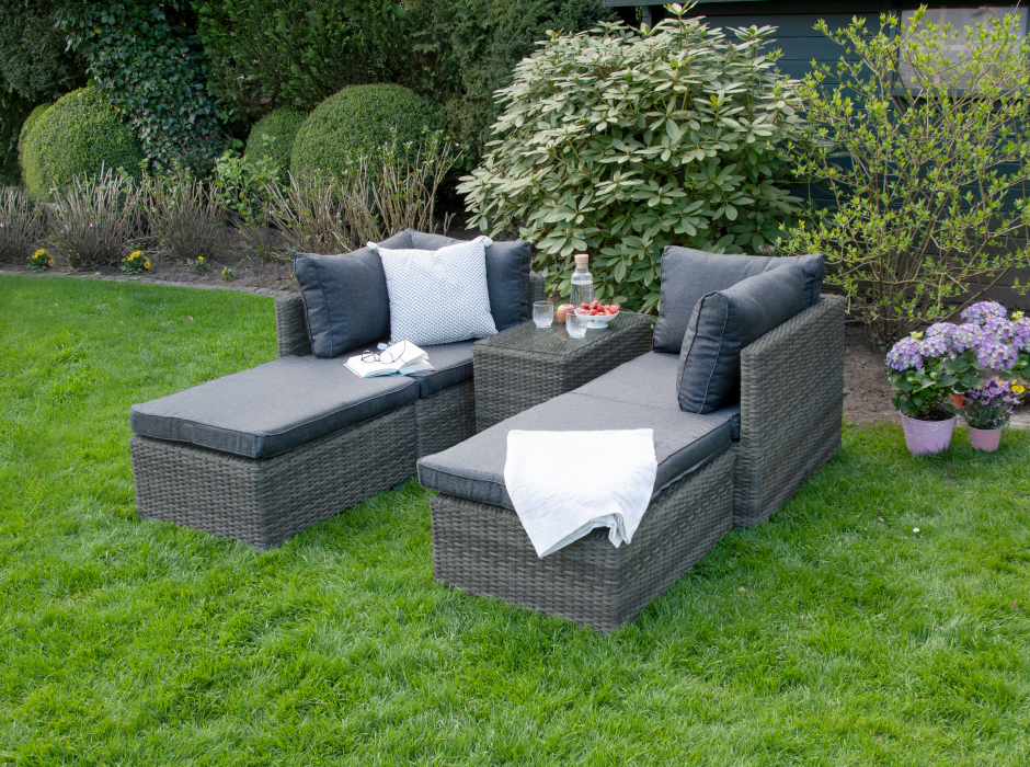 Bellavista Sitzgruppe Loungeset Samoa Polyrattan dunkelgrau