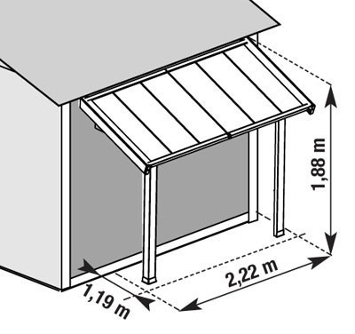 Grosfillex Schleppdach für Gartenhaus und Gerätehaus 2,22x1,41x1,41m