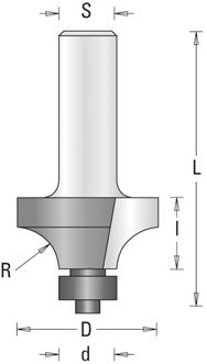 HW-Abrundfräser Z2 S8 Guhdo Ø: 18,7 mm