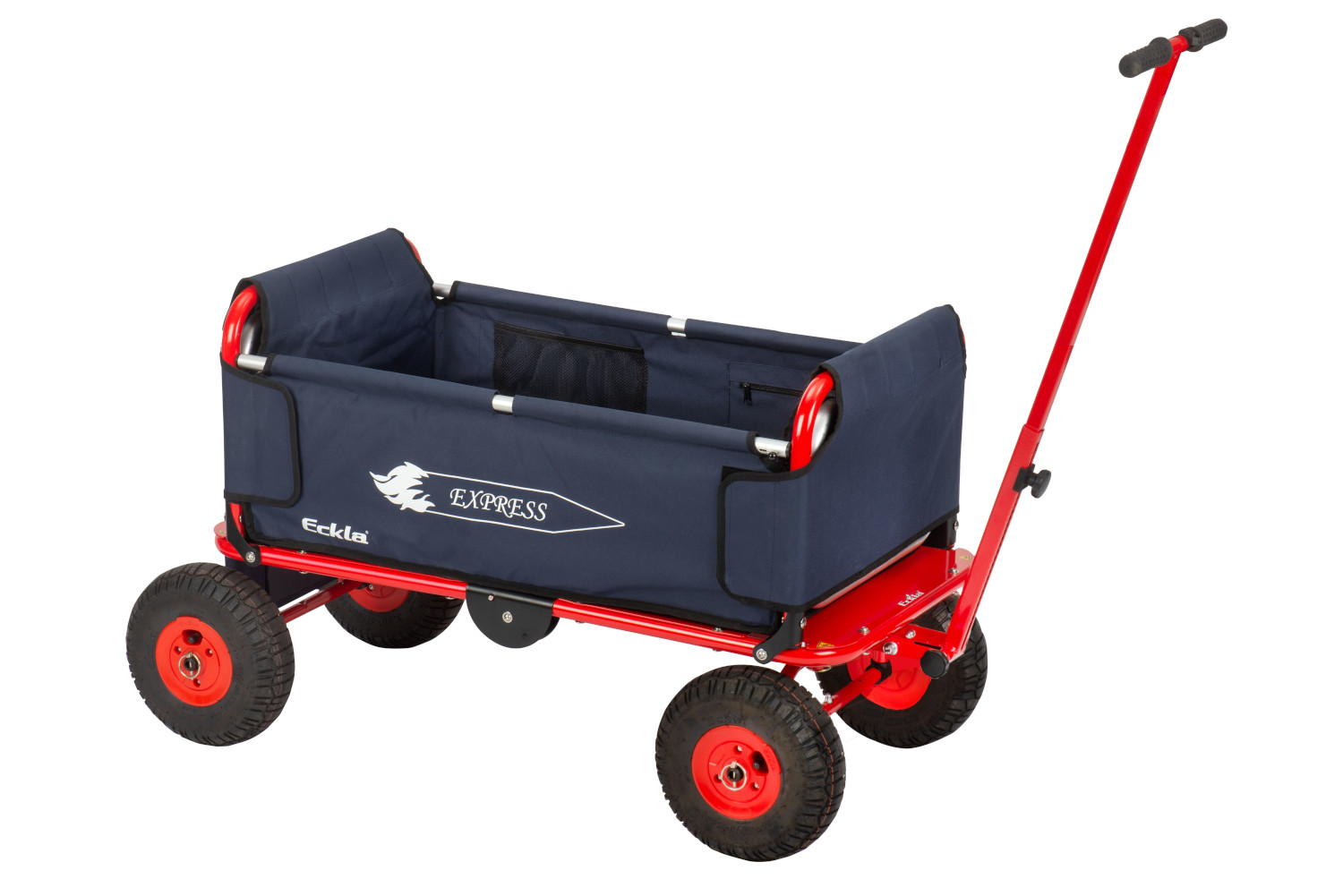 ECKLA® Express Faltbollerwagen blau rot mit luftbereiften Rädern