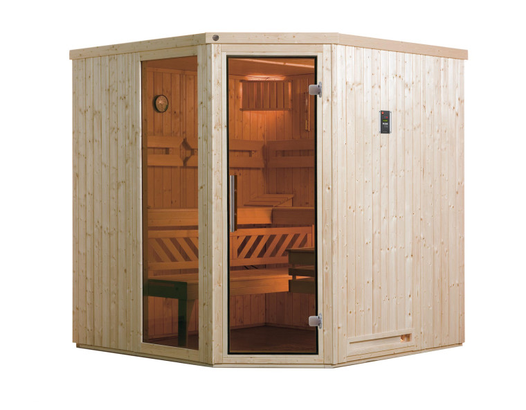 Weka Sauna Varberg 7,5 kW BioS Gr.3 Glastür mit Fenster graphit Optik