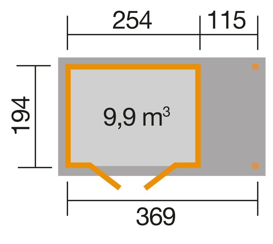 Gerätehaus / 393x237cm 321A Gr.2 natur Gartenhaus bei Weka 19mm