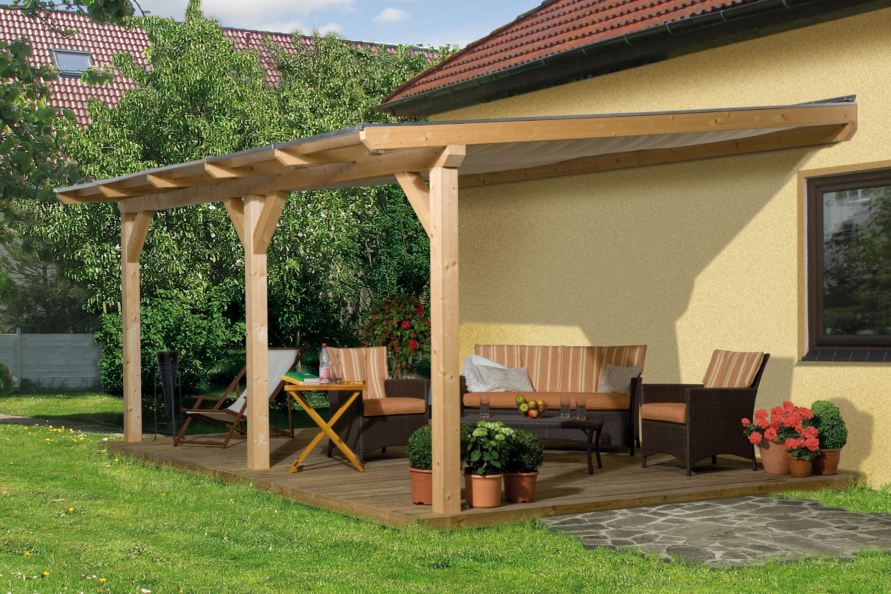 Terrassenüberdachung Weka 672 Gr. 2 Leimholz natur 541x279cm
