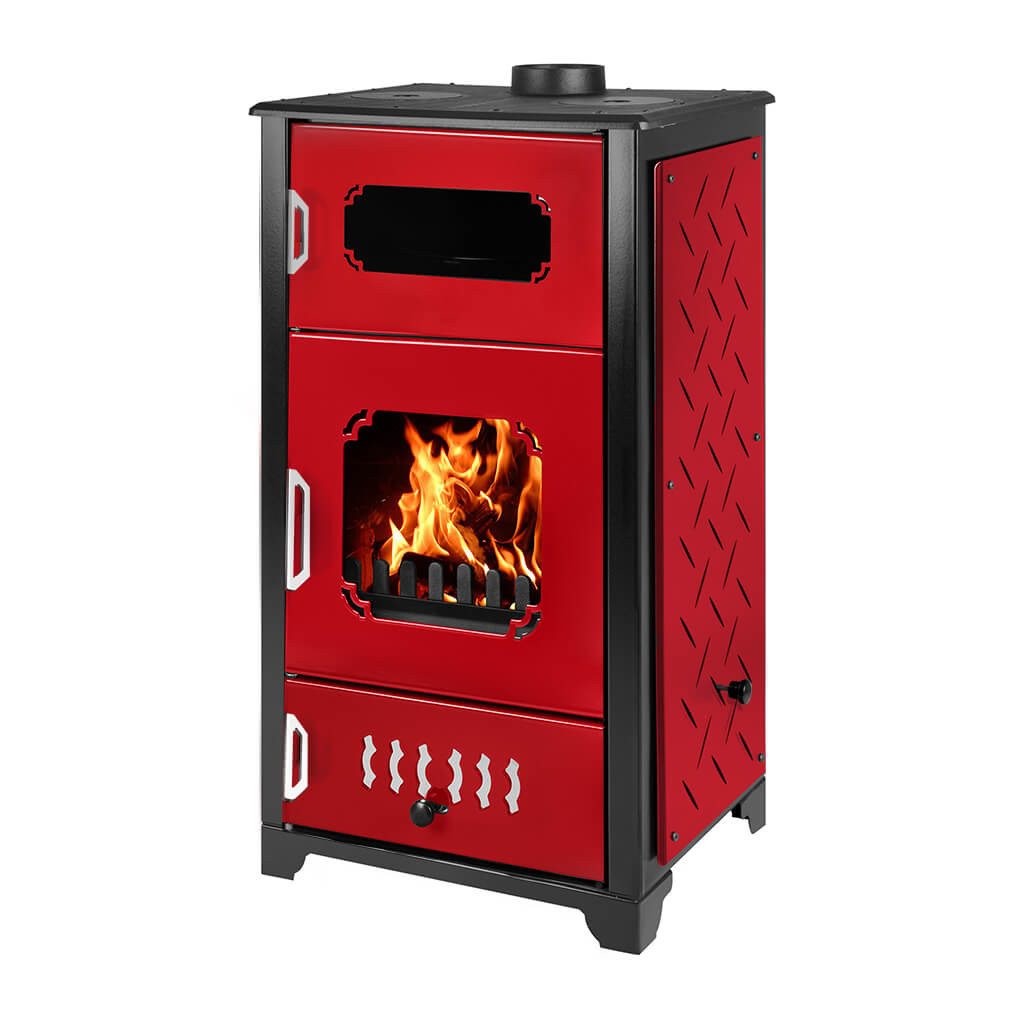 BRUNO® Kaminofen Hanna mit Backfach bordeaux 15kW